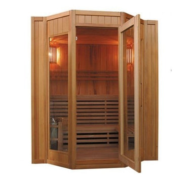 SunRay Tiburon 4-Person Indoor Traditional Sauna Double Bench with 6kW Harvia Heater